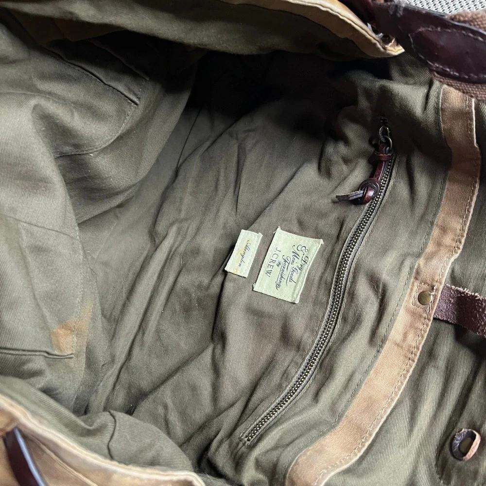 J.Crew Abingdon Messenger Bag Waxed Canvas Leather Field Satchel Laptop Bag